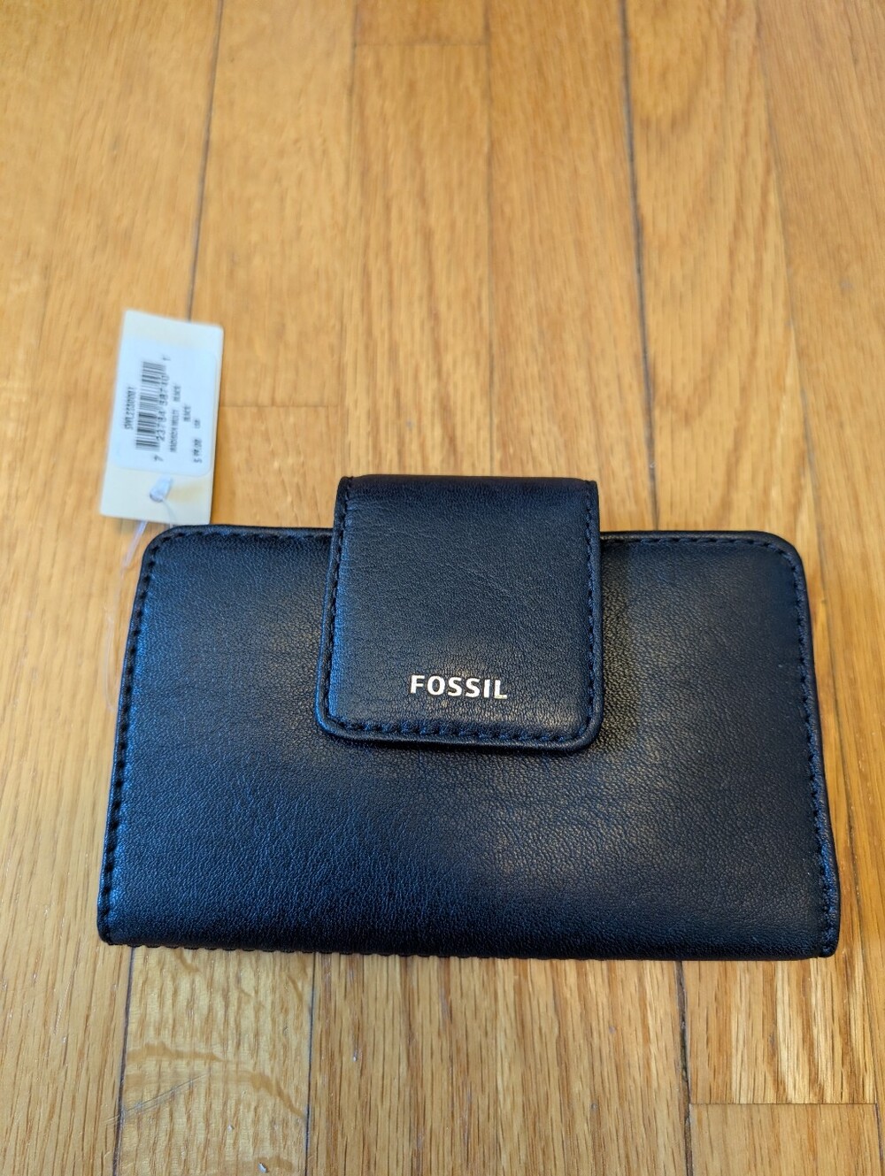 Fossil Madison Leather Tab Multifunction Wallet NWT Black